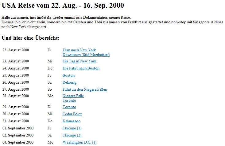 2000 – Unterwegs im Osten der USA